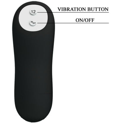 PRETTY LOVE - SILICONEN ANALE PLUG IN PENISVORM MET 12 TRILMODI ZWART