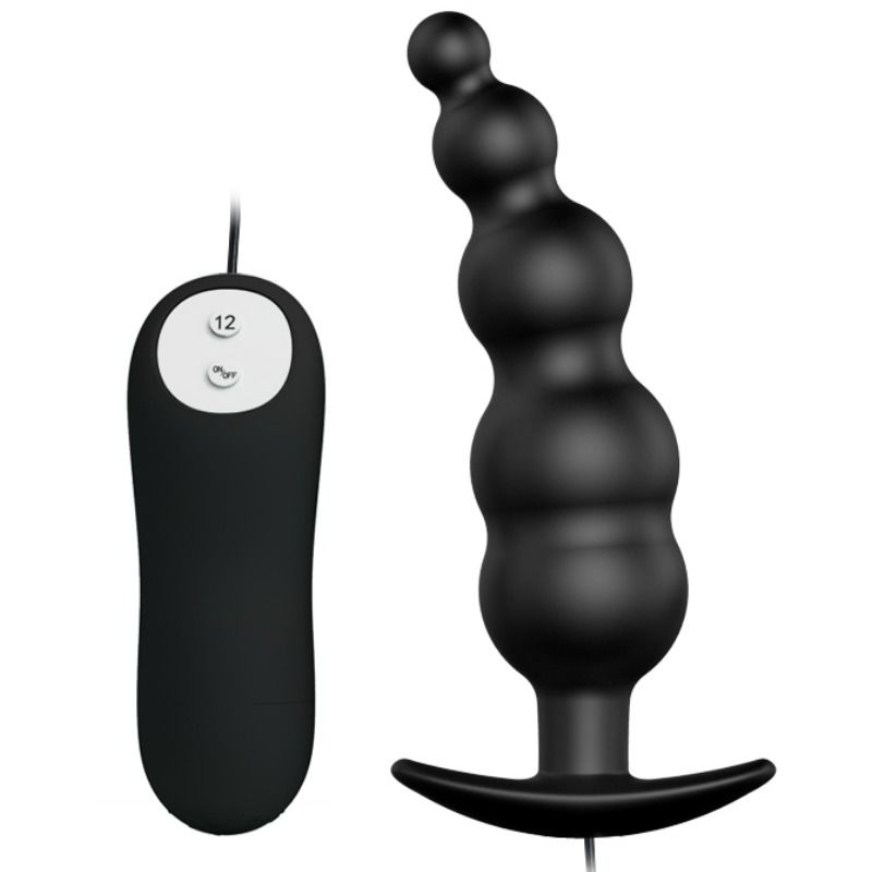PRETTY LOVE - ANALE PLUG VAN SILICONEN VOOR EXTRA STIMULATIE MET 12 TRILMODI, ZWART, MET AFSTANDSBEDIENING
