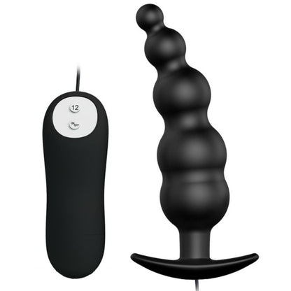 PRETTY LOVE - ANALE PLUG VAN SILICONEN VOOR EXTRA STIMULATIE MET 12 TRILMODI, ZWART, MET AFSTANDSBEDIENING