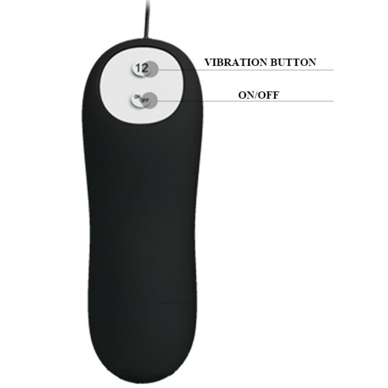 PRETTY LOVE - ANALE PLUG IN ANKERVORM VAN SILICONEN MET 12 TRILMODI, ZWART