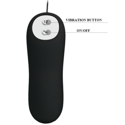 PRETTY LOVE - ANALE PLUG IN ANKERVORM VAN SILICONEN MET 12 TRILMODI, ZWART
