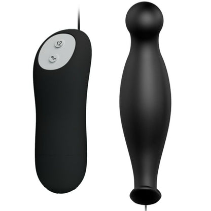 PRETTY LOVE - SILICONEN ANALE PLUG MET 12 TRILMODI, ZWART