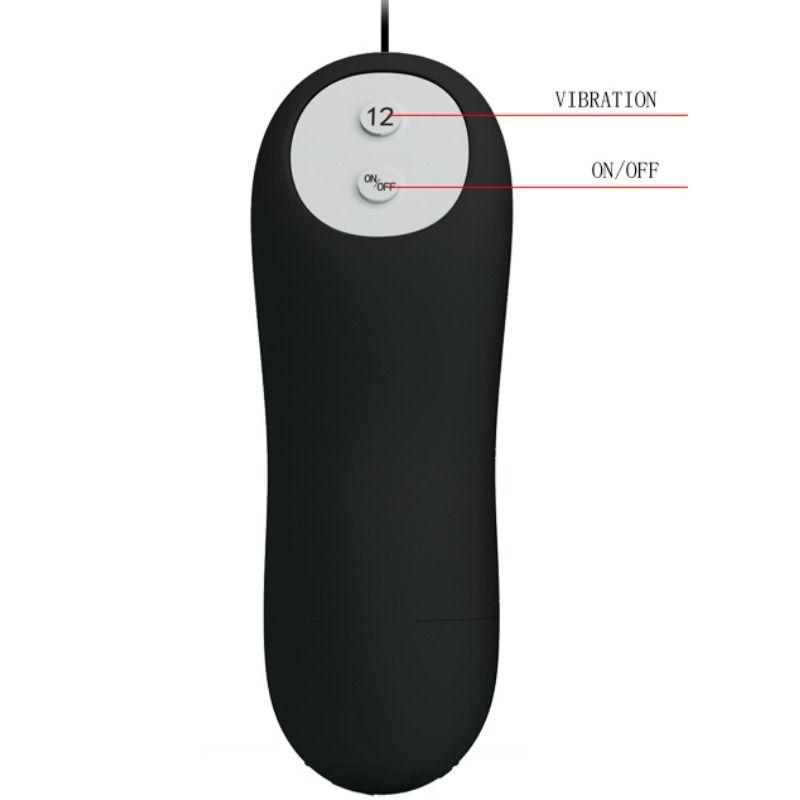 PRETTY LOVE - SILICONEN ANALE PLUG MET 12 TRILMODI, ZWART