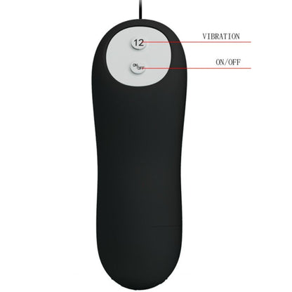 PRETTY LOVE - SILICONEN ANALE PLUG MET 12 TRILMODI, ZWART
