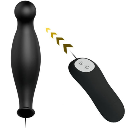 PRETTY LOVE - SILICONEN ANALE PLUG MET 12 TRILMODI, ZWART