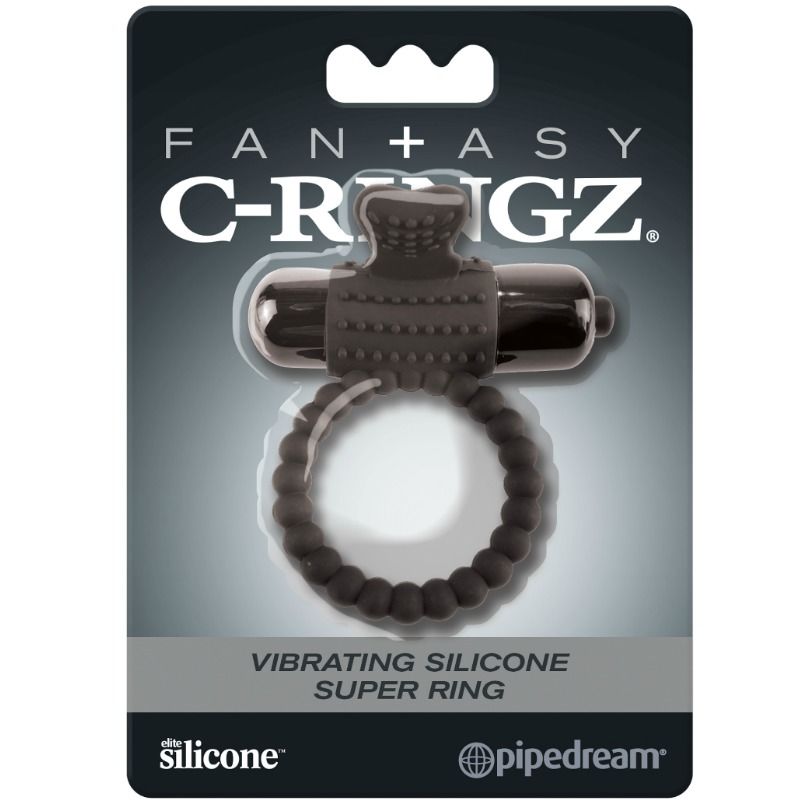 FANTASY C-RINGZ - ZWARTE SILICONEN VIBRERENDE RING