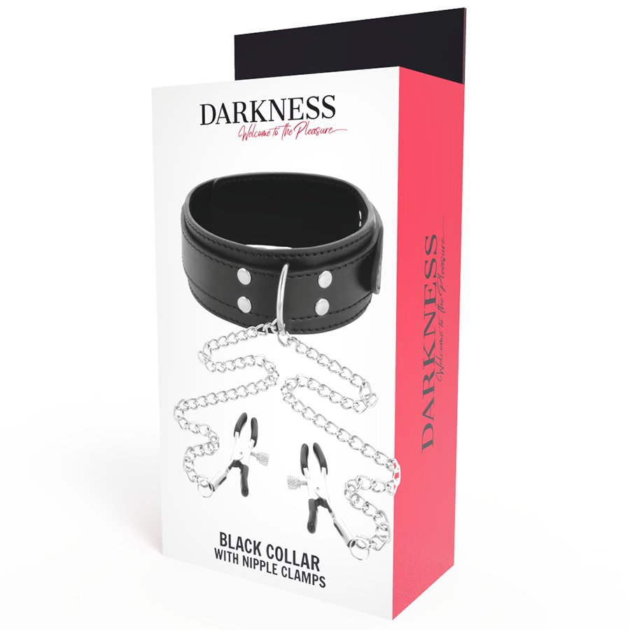 DARKNESS - Halsband met tepelklemmen zwart