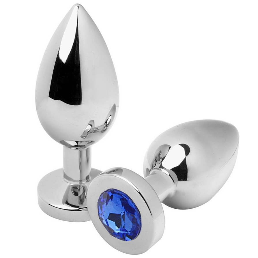 METAL HARD - ANALE PLUG DIAMANT BLAUW KLEIN 5.71CM