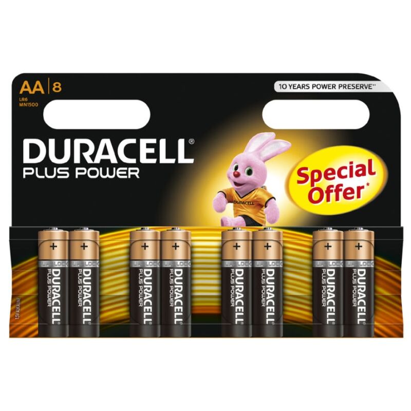 DURACELL - PLUS POWER ALKALINEBATTERIJ AA LR6, 8 STUKS