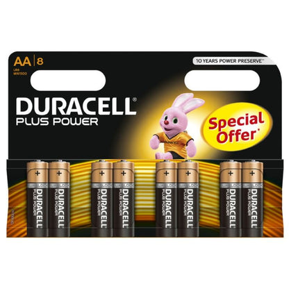 DURACELL - PLUS POWER ALKALINEBATTERIJ AA LR6, 8 STUKS
